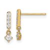 Image 1 : 14k Yellow Gold Bar with Dangle Cubic Zirconia Post Earrings