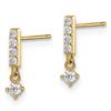 Image 2 : 14k Yellow Gold Bar with Dangle Cubic Zirconia Post Earrings
