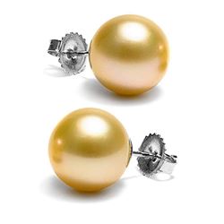 Golden South Sea Pearl Stud Earrings, 12.0-13.0mm