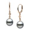 Image 1 : Black Tahitian Round Pearl and Diamond Aerie Collection Dangle Earrings