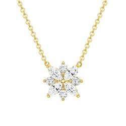 Natural 1.02 CTW Marquise Cut Diamond Necklace 14KT Yellow Gold