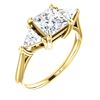 Image 1 : Natural 2.12 CTW Princess & Trillion Cut 3-Stone Diamond Ring 14KT Yellow Gold