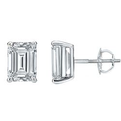 Natural 1.52 CTW Emerald Cut Diamond Stud Earrings 14KT White Gold