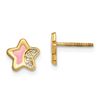 Image 1 : 14k Cubic Zirconia Pink Enamel Star Post Earrings - 49 mm