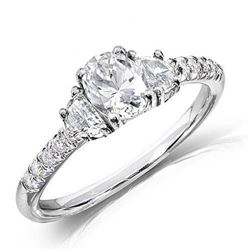 Natural 2.22 CTW Oval Cut & Half Moon Diamond Engagement Ring 14KT White Gold