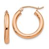 Image 1 : 14k Solid Rose Gold 3 mm Hoop Earrings