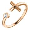 Image 1 : Natural 0.07 CTW Bezel Diamond Cross Cuff Ring 14KT Rose Gold