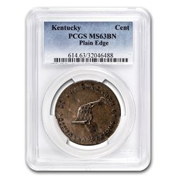 1792-94 Kentucky Token Plain Edge MS-63 PCGS (BN)