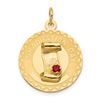 Image 1 : 14k Gold Graduation Day Charm with Red Synthetic Stone Charm