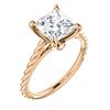 Image 1 : Natural 0.82 CTW Princess cut Rope Style Diamond Engagement Ring 14KT Rose Gold