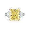 Image 1 : Natural 4.12 CTW Canary Yellow Rectangle Radiant Cut Diamond Engagement Ring 14KT Two-tone