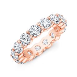 Natural 4.02 CTW Round Brilliant Diamond Eternity Band Wedding Ring 18KT Rose Gold