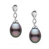 Image 1 : Tahitian Drop-Shape Pearl and Diamond Infinity Dangle Earrings