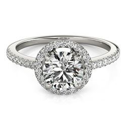 Natural 1.4 ctw Diamond Solitaire Halo Ring 14k White Gold