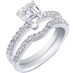 Natural 2.02 CTW Asscher Cut Pave Diamond Engagement Ring 18KT White Gold