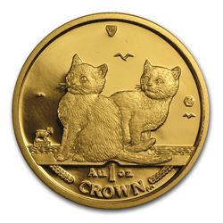 2003 Isle of Man 1 oz Gold Balinese Kittens Cat BU