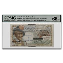 (1960) St. Pierre & Miquelon 1 Nouveau Franc CU-65 EPQ PMG