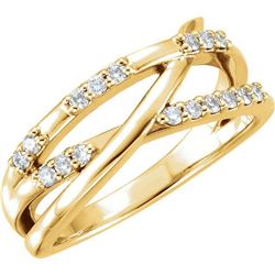 Natural 0.19 CTW Diamond Criss Cross Ring 14KT Yellow Gold