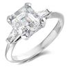 Image 1 : Natural 2.57 CTW Asscher Cut & Baguettes 3-Stone Diamond Ring 18KT White Gold