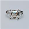 Image 3 : Natural 2.57 CTW Asscher Cut & Baguettes 3-Stone Diamond Ring 18KT White Gold