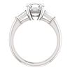 Image 4 : Natural 2.57 CTW Asscher Cut & Baguettes 3-Stone Diamond Ring 18KT White Gold