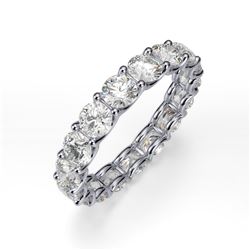 Natural 3.02 CTW U-Setting Round Brilliant Diamond Eternity Ring 14KT White Gold