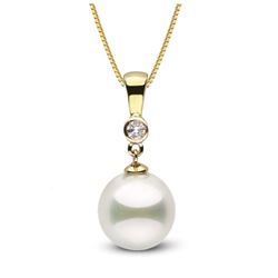 Japanese Akoya Pearl and Diamond Bezel Pendant