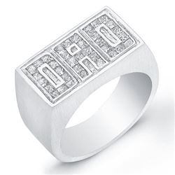 Natural 1.02 CTW Princess Cut DAD Men's Diamond Ring 14KT White Gold