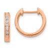 Image 1 : 14k Rose Gold Diamond Round Hinged Hoop Earrings - 12 mm
