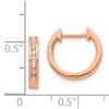 Image 2 : 14k Rose Gold Diamond Round Hinged Hoop Earrings - 12 mm