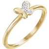 Image 1 : Natural 0.06 CTW Butterfly Diamond Ring 18KT Yellow Gold