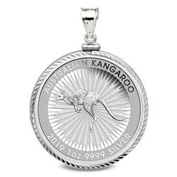 2019 1 oz Silver Kangaroo Pendant (Diamond-ScrewTop Bezel)