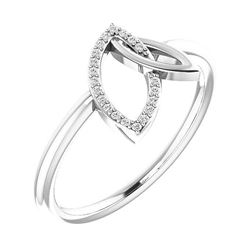 Natural 0.06 CTW Double Leaf Diamond Ring 18KT White Gold