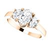 Image 3 : Natural 2.02 CTW Oval Cut & Half Moons 3-Stone Diamond Ring 18KT Rose Gold