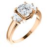 Image 1 : Natural 1.72 CTW 3-Stone Cushion Cut & half moons Diamond Ring 14KT Rose Gold
