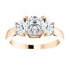 Image 3 : Natural 1.72 CTW 3-Stone Cushion Cut & half moons Diamond Ring 14KT Rose Gold