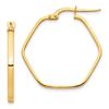 Image 1 : 14k Yellow Gold Hexagon Hoop Earrings