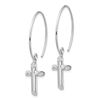 Image 2 : 14k White Gold Polished Cross Dangle Earrings