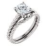 Image 1 : Natural 2.12 CTW Round Cut Rope Design Diamond Engagement Set 18KT White Gold