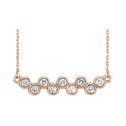 Natural 0.52 CTW Bezel Diamond Up Down Bar Necklace 18KT Rose Gold