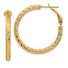 Image 1 : 14k Yellow Gold Diamond-cut Omega Back Hoop Earrings - 3x25 mm