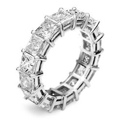 Natural 5.52 CTW Princess Cut Diamond Eternity Ring 18KT White Gold