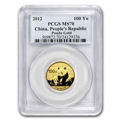 2012 China 1/4 oz Gold Panda MS-70 PCGS