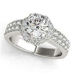 Natural 1.4 ctw Diamond Solitaire Halo Ring 14k White Gold