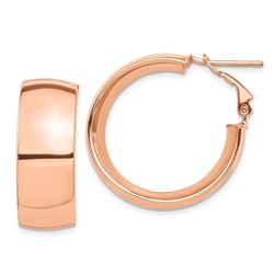 14k Rose Gold Omega Back Hoop Earrings - 10x26 mm