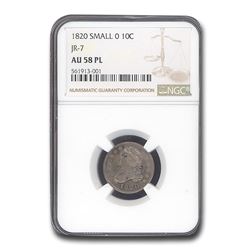 1820 Capped Bust Dime AU-58 NGC (PL, Small O, JR-7)