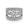 Image 1 : Natural 3.02 CTW Round Cut Pave Set Split Shank Engagement Ring 18KT White Gold