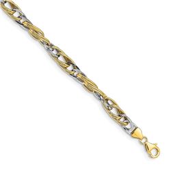 14k Two-tone Fancy Link Bracelet - 7.25 in.