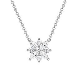 Natural 1.02 CTW Marquise Cut Diamond Necklace 18KT White Gold