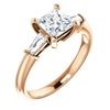 Image 1 : Natural 1.02 CTW Princess Cut & Baguettes 3-Stone Diamond Ring 18KT Rose Gold